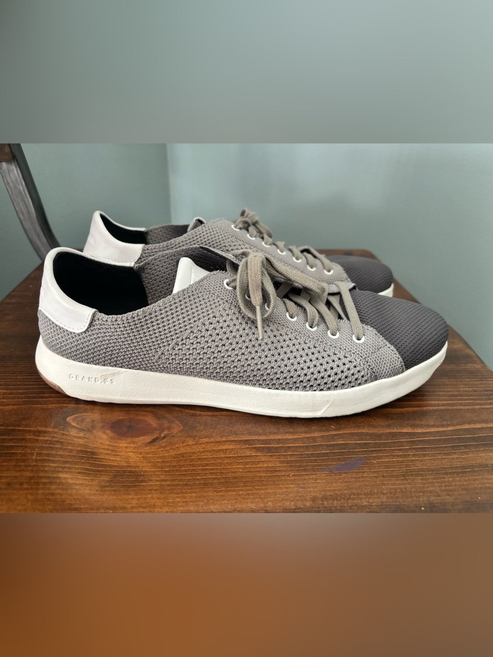 Cole Haan Grand Pro Men's Knit Lace-Up Sneakers - Gray and White
